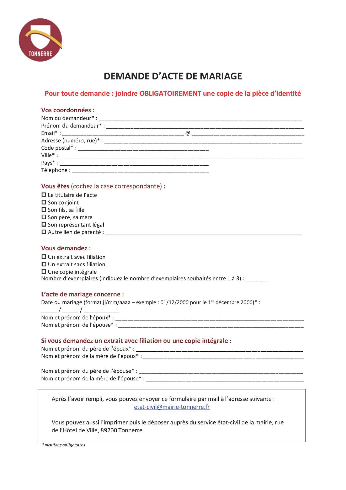 Acte de mariage
