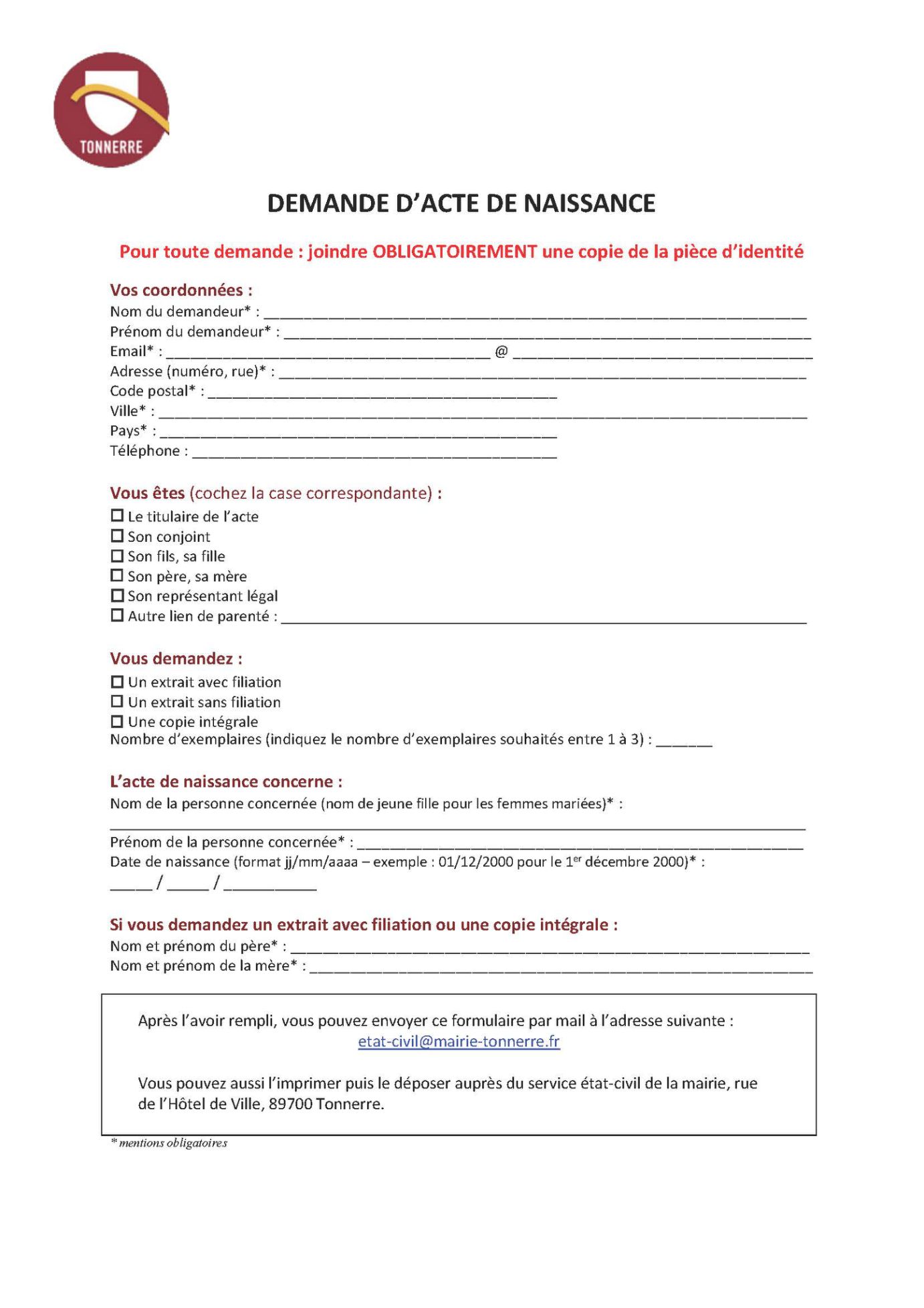 Acte de naissance