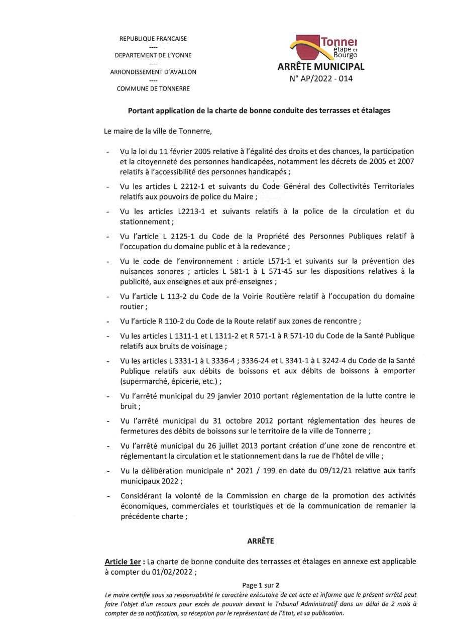 Charte terrasses